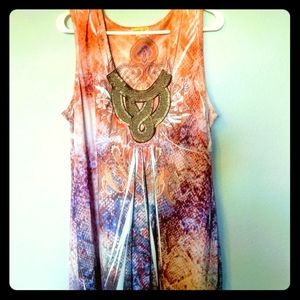 Sleeveless blouse with metal chain neck detail